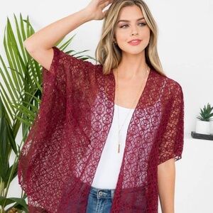 Crochet Kimono- Burgundy. - NEW WITH TAGS